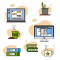 Sticker pack with icons for business - work from home Royalty Free Stock Photo